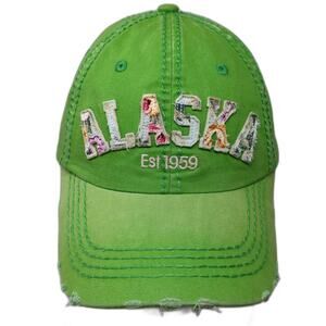 Alaska Ext. 1959 Strapback Baseball Cap Green One Size Distressed Robin Ruth
